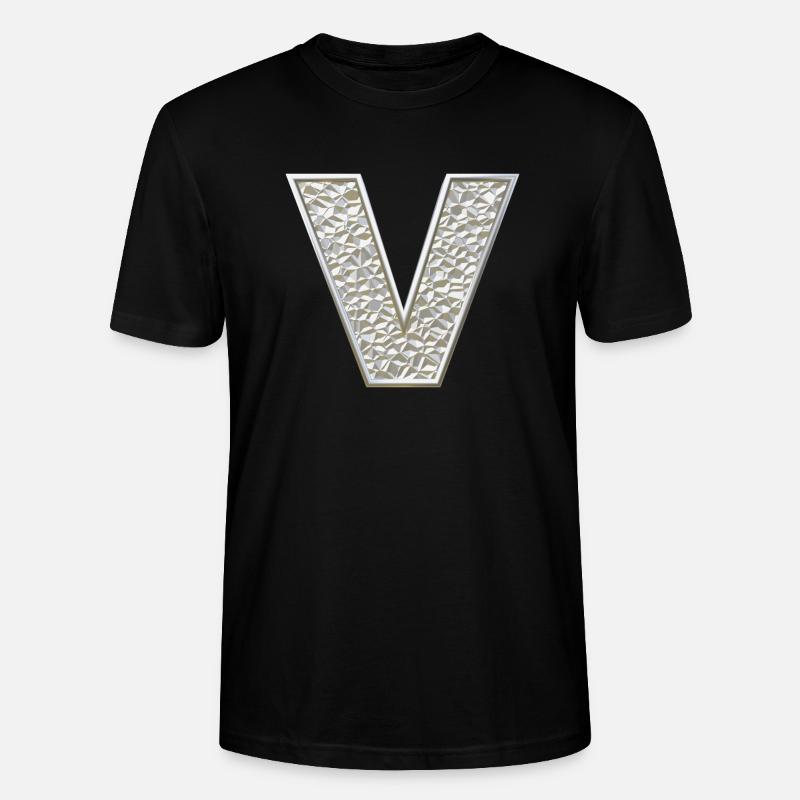 V, lettre, initiale, monogramme, - T-shirt bio CRAFTER Stanley Stella Unisexe - noir
