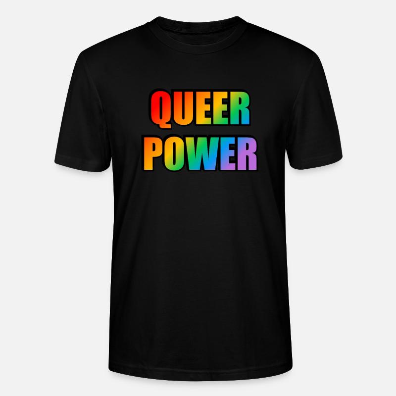 Queer Power Regenbogen Text - Stanley/Stella Unisex Bio-T-Shirt CRAFTER - Schwarz