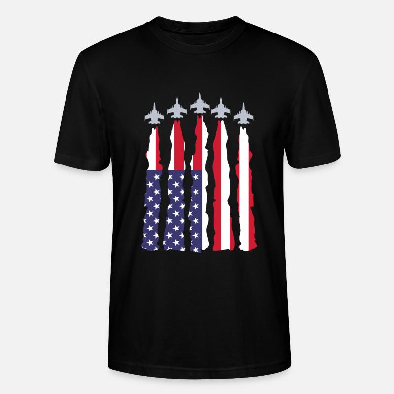 Avions drapeau américain - T-shirt bio CRAFTER Stanley Stella Unisexe - noir