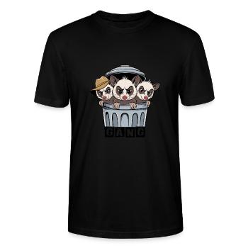 3 coole Opossums Trash Gang im Mülleimer - Stanley/Stella Unisex Bio-T-Shirt CRAFTER - Schwarz - Vorne - Alina (178cm) & Michal (187cm)
