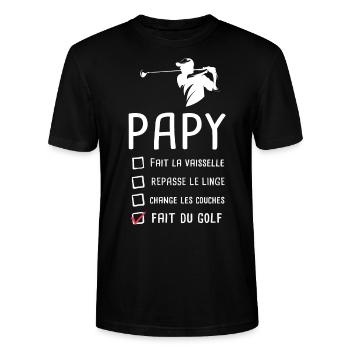 Papy golfeur papi golf grand père cadeau drôle - T-shirt bio CRAFTER Stanley Stella Unisexe - noir - Devant - Alina (178cm) & Michal (187cm)
