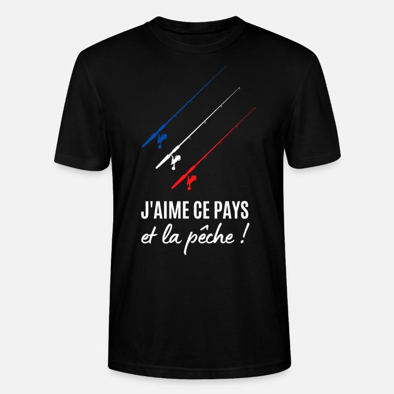 J aime ce pays et la pêche - T-shirt bio CRAFTER Stanley Stella Unisexe - noir