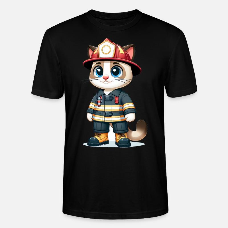 Chat mignon pompier - T-shirt bio CRAFTER Stanley Stella Unisexe - noir