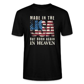 Made in USA but Born in Heaven - Stanley/Stella Unisex Bio-T-Shirt CRAFTER - Schwarz - Vorne - Alina (178cm) & Michal (187cm)