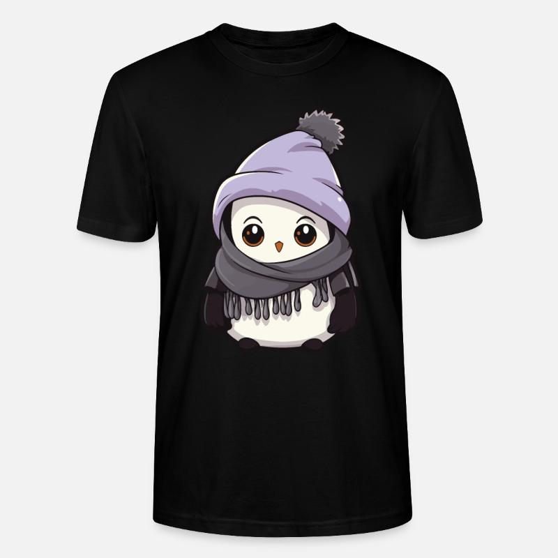 Pinguin Winter Comic - Stanley/Stella Unisex Bio-T-Shirt CRAFTER - Schwarz