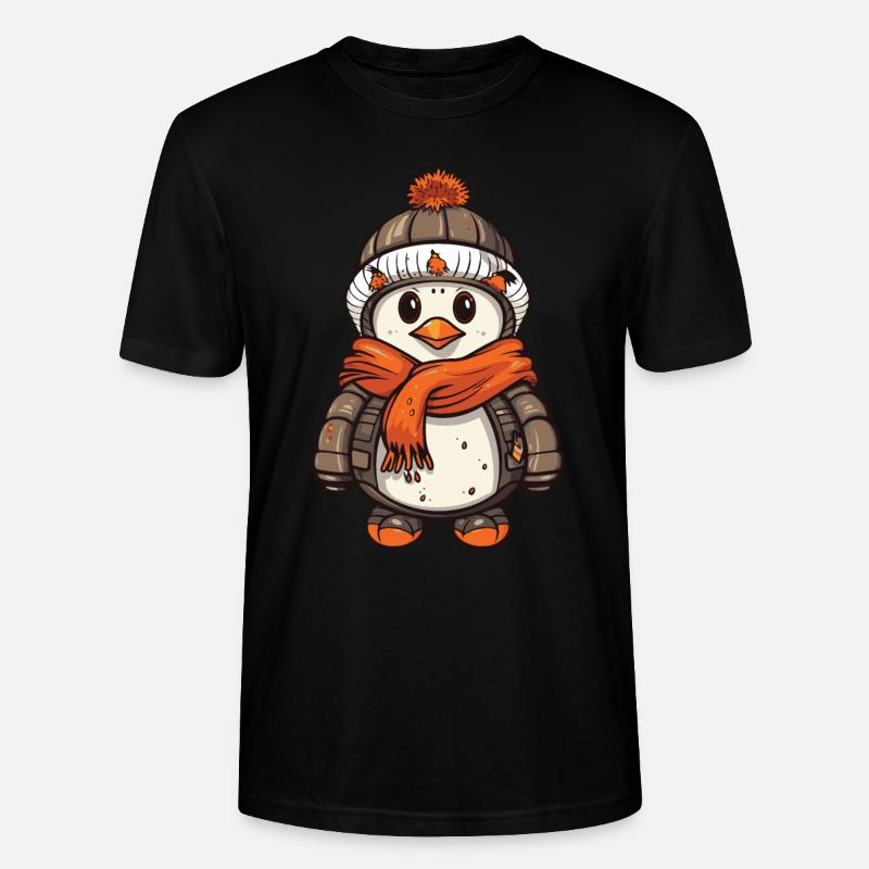 Pinguin Comic Niedlich Winter - Stanley/Stella Unisex Bio-T-Shirt CRAFTER - Schwarz