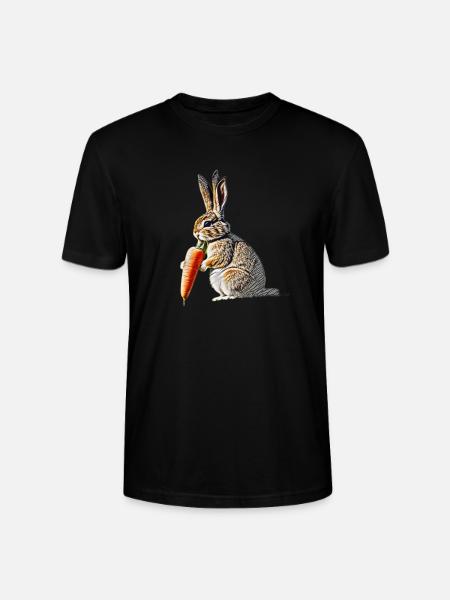 Hase frisst eine Möhre - Stanley/Stella Unisex Bio-T-Shirt CRAFTER - Schwarz