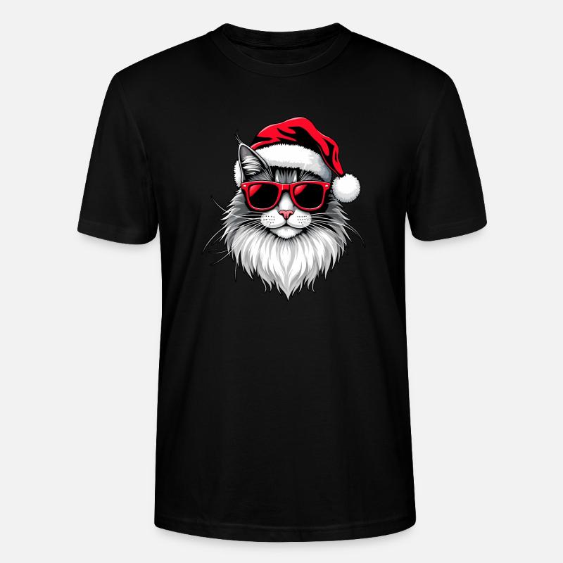 Chat Père Noël Noël - T-shirt bio CRAFTER Stanley Stella Unisexe - noir