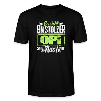 Opi - stolz - Stanley/Stella Unisex Bio-T-Shirt CRAFTER - Schwarz - Vorne - Alina (178cm) & Michal (187cm)