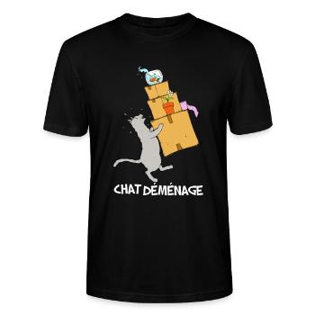 Chat déménage - ça déménage - T-shirt bio CRAFTER Stanley Stella Unisexe - noir - Devant - Alina (178cm) & Michal (187cm)