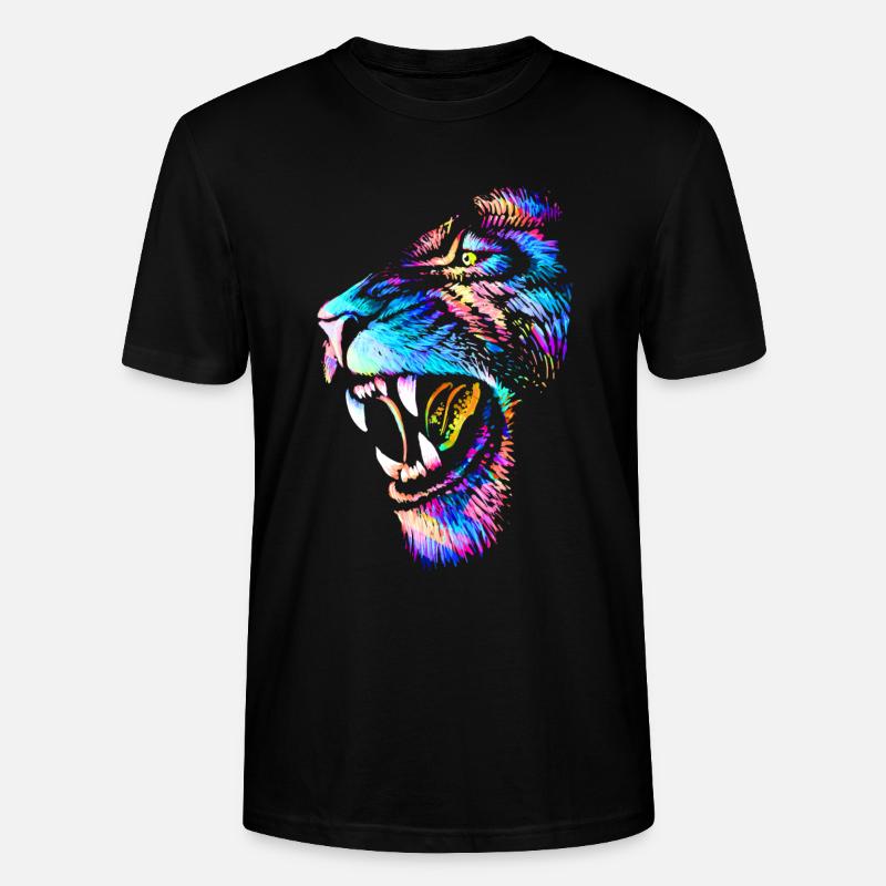 Löwe | Löwenkopf | Bunte Katze - Stanley/Stella Unisex Bio-T-Shirt CRAFTER - Schwarz