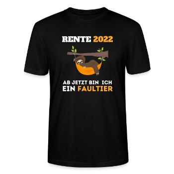 Rente 2022 Faultier Ruhestand - Stanley/Stella Unisex Bio-T-Shirt CRAFTER - Schwarz - Vorne - Alina (178cm) & Michal (187cm)