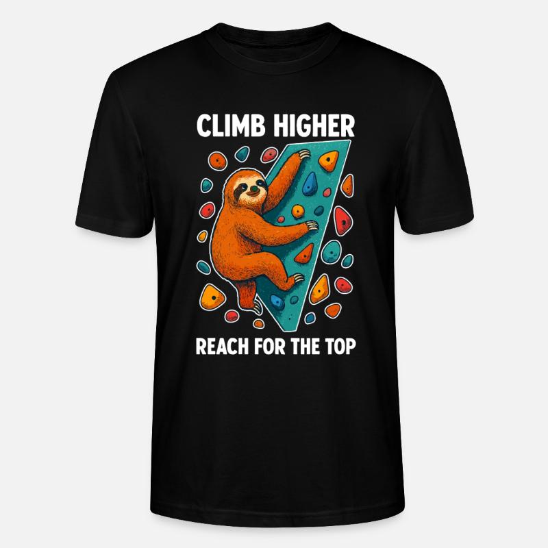 Bouldering Sloth Climbing Boulder Climber - Stanley/Stella CRAFTER Unisex Organic T-Shirt - black