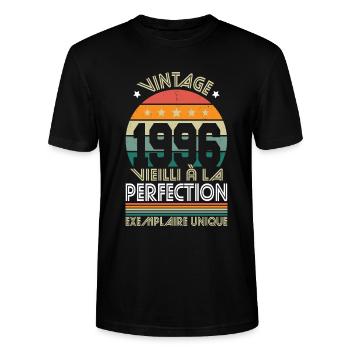 1996 – Vintage – Exemplaire unique - T-shirt bio CRAFTER Stanley Stella Unisexe - noir - Devant - Alina (178cm) & Michal (187cm)
