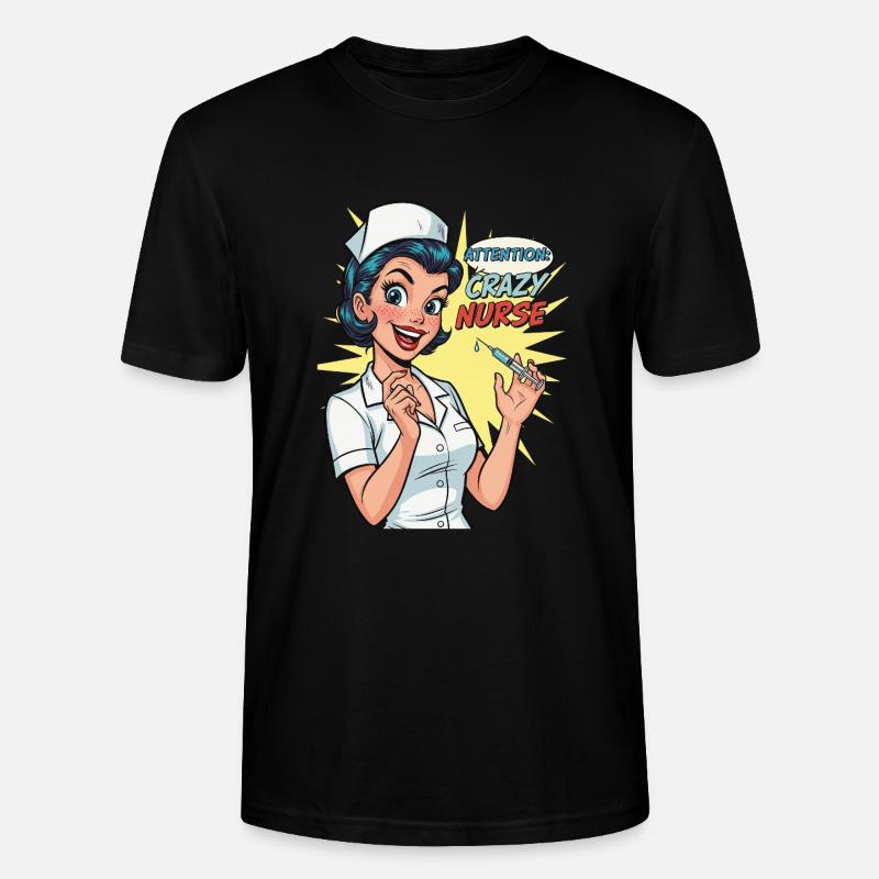 Drôle d’infirmière rétro avec seringue - T-shirt bio CRAFTER Stanley Stella Unisexe - noir