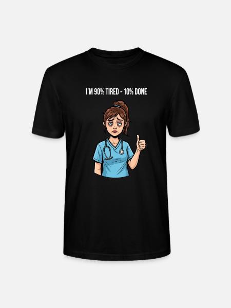 90% stanco, 10% finito - Pflegeheld Nurse - Maglietta unisex ecologica CRAFTER di Stanley/Stella - nero