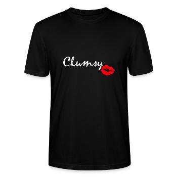 clumsy white - Stanley/Stella CRAFTER Unisex Organic T-Shirt - black - Front - Alina (178cm) & Michal (187cm)