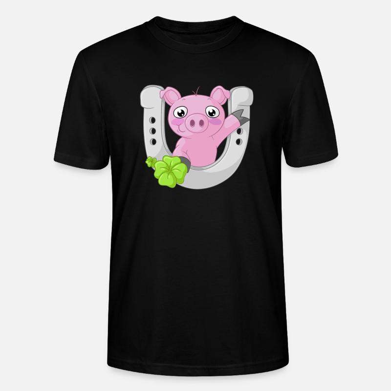 Glücks Comic Schweinchen - Stanley/Stella Unisex Bio-T-Shirt CRAFTER - Schwarz