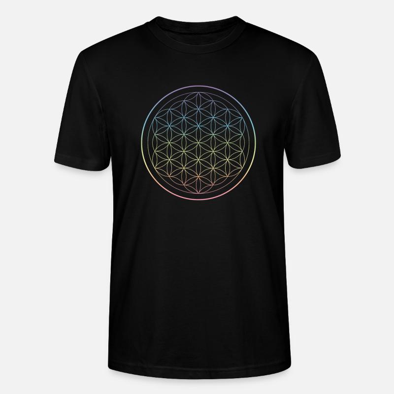 Blume des Lebens Regenbogen Chakra Farben - Stanley/Stella Unisex Bio-T-Shirt CRAFTER - Schwarz