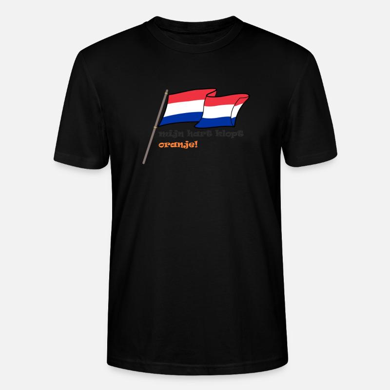 Pays-Bas - mijn dur klopt oranje - T-shirt bio CRAFTER Stanley Stella Unisexe - noir