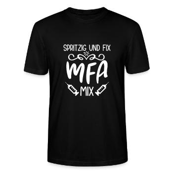 Arzthelferin Spritzig & Fix MFA - Stanley/Stella Unisex Bio-T-Shirt CRAFTER - Schwarz - Vorne - Alina (178cm) & Michal (187cm)