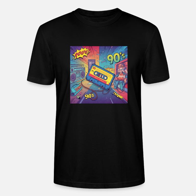90er-Vibes: Comic-Kassette im Retro-Look - Stanley/Stella Unisex Bio-T-Shirt CRAFTER - Schwarz