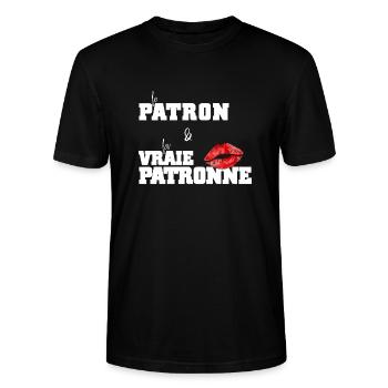 Le Patron & La Vraie Patronne - Cadeau Couple - T-shirt bio CRAFTER Stanley Stella Unisexe - noir - Devant - Alina (178cm) & Michal (187cm)