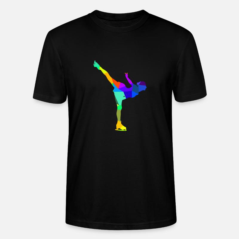Eiskunstlaufen Schlittschuh Regenbogen Polygon - Stanley/Stella Unisex Bio-T-Shirt CRAFTER - Schwarz