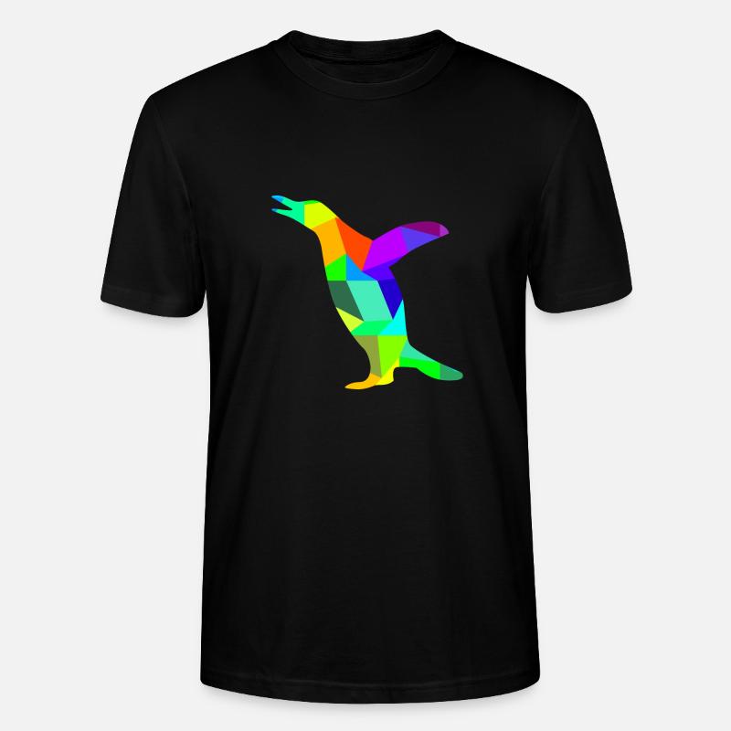 Pinguin Regenbogen Tiere Polygon - Stanley/Stella Unisex Bio-T-Shirt CRAFTER - Schwarz