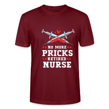 Krankenschwester Rente - Stanley/Stella Unisex Bio-T-Shirt CRAFTER - Burgunderrot - Vorne - Alina (178cm) & Michal (187cm)