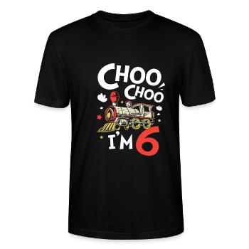 Kindergeburtstag Zug Zugführer Lokomotive - Stanley/Stella Unisex Bio-T-Shirt CRAFTER - Schwarz - Vorne - Alina (178cm) & Michal (187cm)