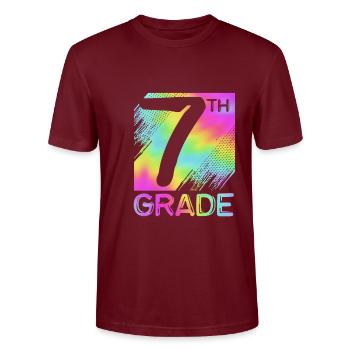 7. Klasse - Stanley/Stella Unisex Bio-T-Shirt CRAFTER - Burgunderrot - Vorne - Alina (178cm) & Michal (187cm)