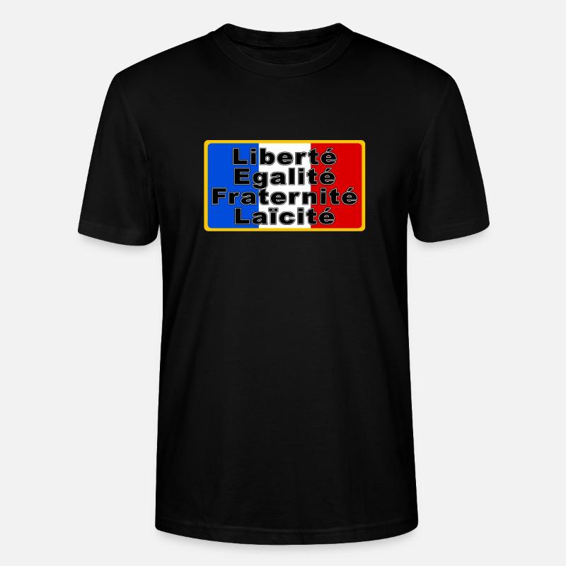 France Drapeau et devise - T-shirt bio CRAFTER Stanley Stella Unisexe - noir