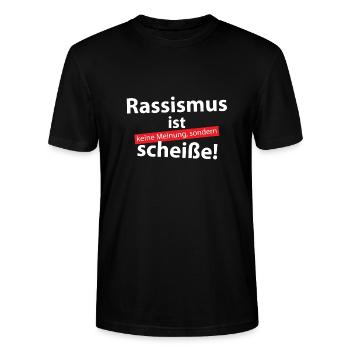 Rassismus ist keine Meinung - Stanley/Stella Unisex Bio-T-Shirt CRAFTER - Schwarz - Vorne - Alina (178cm) & Michal (187cm)
