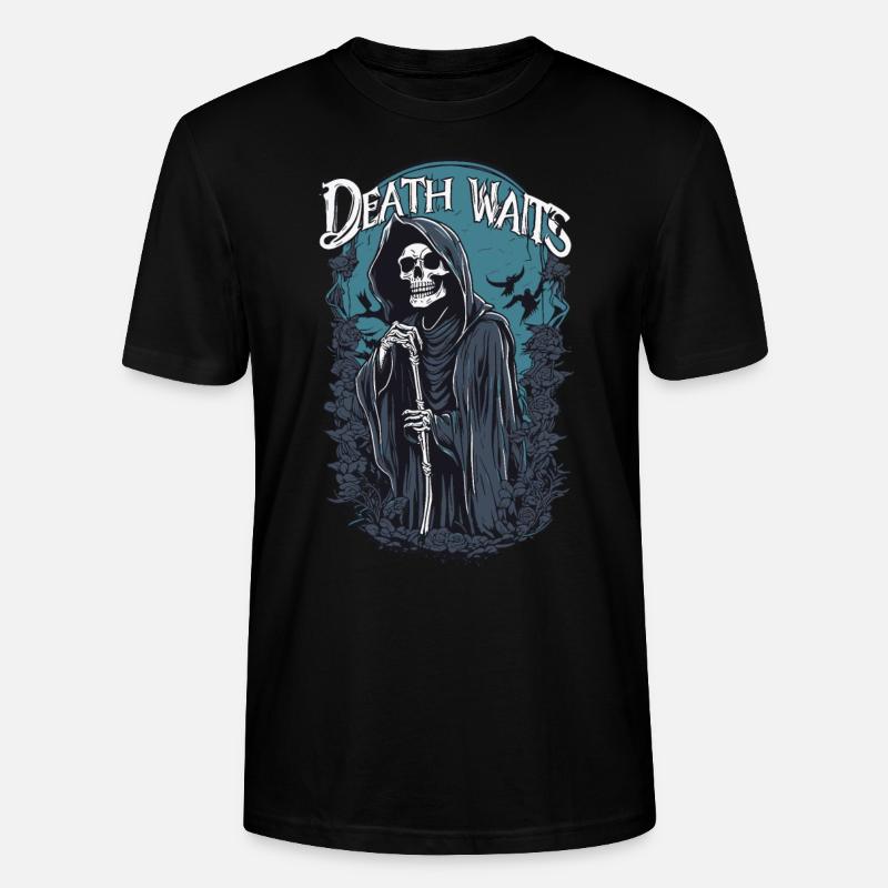 Sensenmann "Death Waits" Gothic Art - Stanley/Stella Unisex Bio-T-Shirt CRAFTER - Schwarz