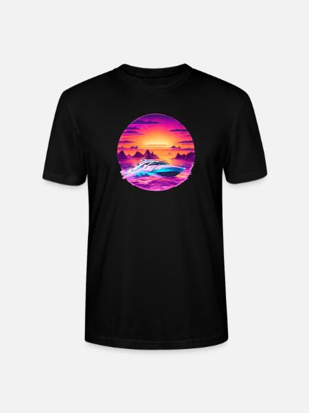 Speedboot im Sonnenuntergang - Stanley/Stella Unisex Bio-T-Shirt CRAFTER - Schwarz