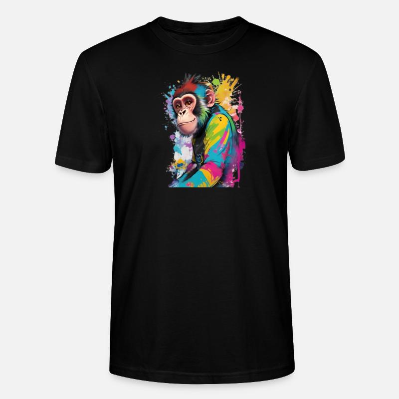 Wunderschöner farbiger Schimpanse - Stanley/Stella Unisex Bio-T-Shirt CRAFTER - Schwarz