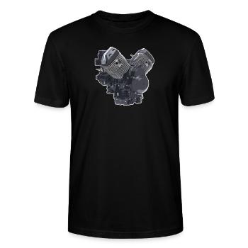 Guzzi Motor T-Shirt I Moto Guzzi V 85 - Stanley/Stella Unisex Bio-T-Shirt CRAFTER - Schwarz - Vorne - Alina (178cm) & Michal (187cm)