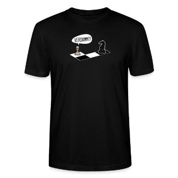 Lustiges Schach Schachspiel T-Shirt - Stanley/Stella Unisex Bio-T-Shirt CRAFTER - Schwarz - Vorne - Alina (178cm) & Michal (187cm)
