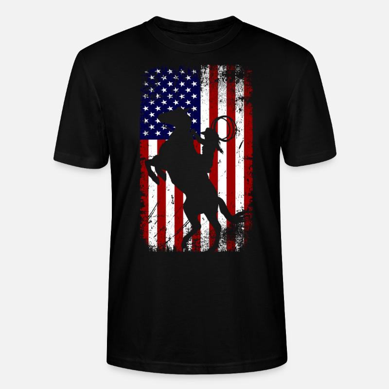 Cheval de drapeau des États-Unis - T-shirt bio CRAFTER Stanley Stella Unisexe - noir