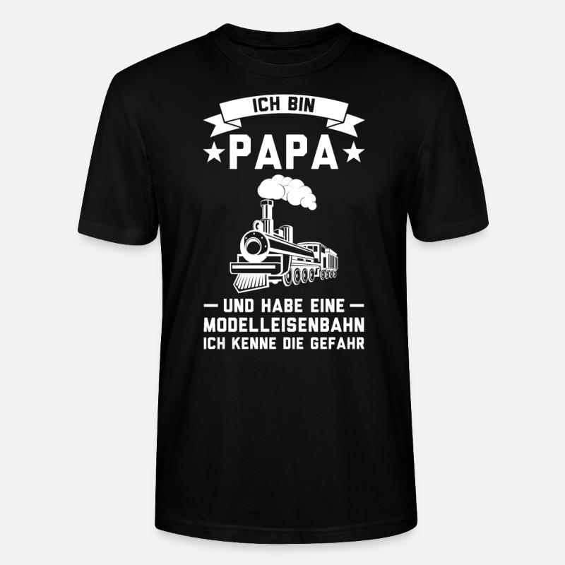 Dampflokomotive Papa Modellbauer Geschenk - Stanley/Stella Unisex Bio-T-Shirt CRAFTER - Schwarz