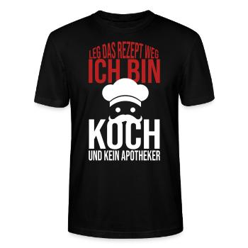 Leg das Rezept weg Ich bin Koch und kein Apotheker - Stanley/Stella Unisex Bio-T-Shirt CRAFTER - Schwarz - Vorne - Alina (178cm) & Michal (187cm)