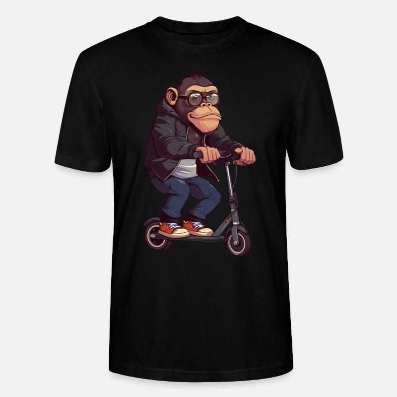 Monkey Scooter - Stanley/Stella CRAFTER Unisex Organic T-Shirt - black