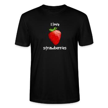 Ich liebe Erdbeeren - Stanley/Stella Unisex Bio-T-Shirt CRAFTER - Schwarz - Vorne - Alina (178cm) & Michal (187cm)