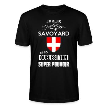 Je suis savoyard super pouvoir - T-shirt bio CRAFTER Stanley Stella Unisexe - noir - Devant - Alina (178cm) & Michal (187cm)