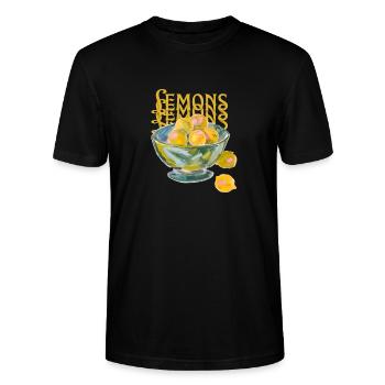 Lemons in a bowl Design - Stanley/Stella Unisex Bio-T-Shirt CRAFTER - Schwarz - Vorne - Alina (178cm) & Michal (187cm)