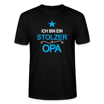 Opa Stolz Auf Enkelkinder Stolzer Großvater Opi - Stanley/Stella Unisex Bio-T-Shirt CRAFTER - Schwarz - Vorne - Alina (178cm) & Michal (187cm)