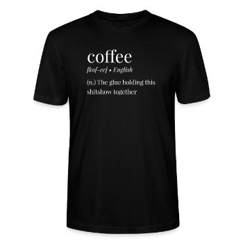 Kaffeeliebhaber - Lustige Definition - Süchtiger - Stanley/Stella Unisex Bio-T-Shirt CRAFTER - Schwarz - Vorne - Alina (178cm) & Michal (187cm)