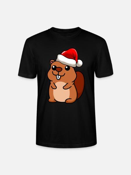 Beaver Comic Christmas - Stanley/Stella CRAFTER Unisex Organic T-Shirt - black