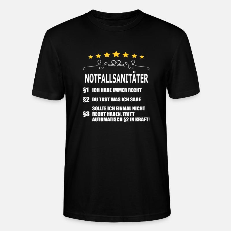 NOTFALLSANITÄTER - Stanley/Stella Unisex Bio-T-Shirt CRAFTER - Schwarz
